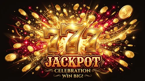 Tragamonedas y símbolo 777; ilustración temática de jackpots y slots.